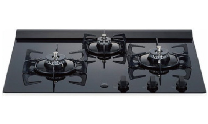 HARMAN（ハーマン）3口ガスコンロ 魚焼きグリルなし ガラスストップ （ブラック）の画像