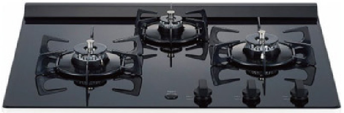 HARMAN（ハーマン）3口ガスコンロ 魚焼きグリルなし ガラスストップ （ブラック）の画像