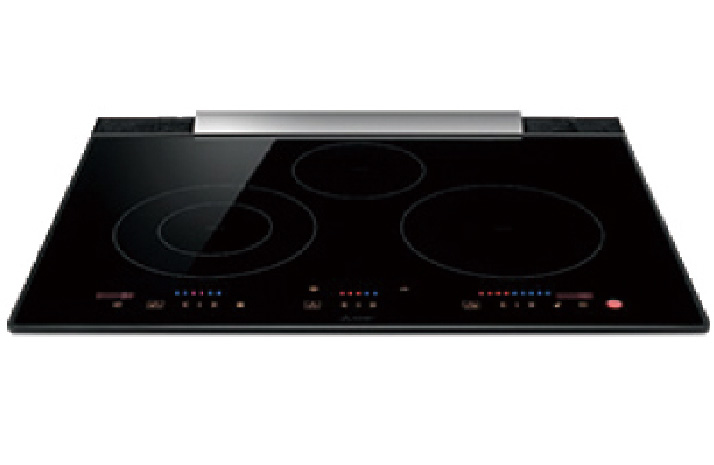 MITSUBISHI 3口IHクッキングヒーター 魚焼きグリルなし ガラストップ（ブラック）の画像