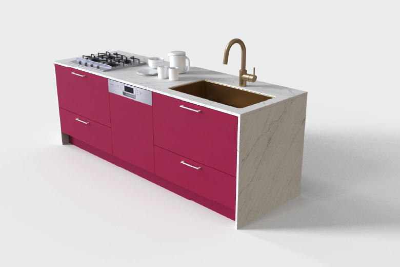 Orientalカラーのキッチン