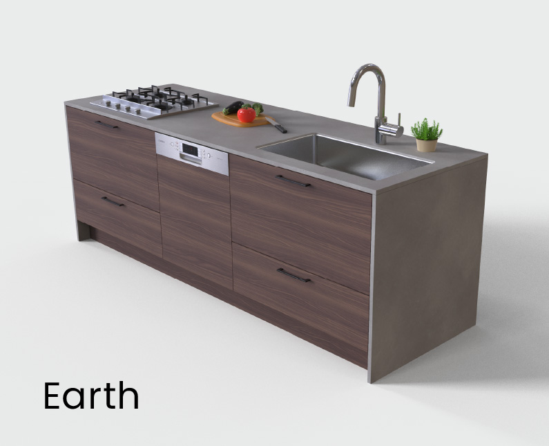 earthカラーのキッチン